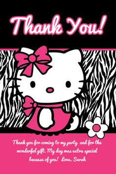 7 Best Hello Kitty Party Ideas Images Birthday Hello Kitty Thank You Cards Zebra Print Printable Birthday Party 4x6 Or 5x7 Pink Ebay