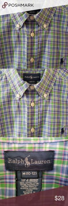 Ralp Lauren Little Girlsplaid Button-Down Shirt Size4//4t.Color Royal//Black