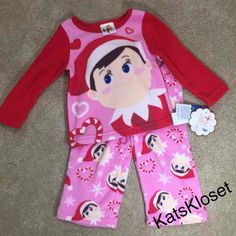NWT Elf On The Shelf Cotton Sleep Christmas Pajamas Set Size 4 Boy or Girl Cute!