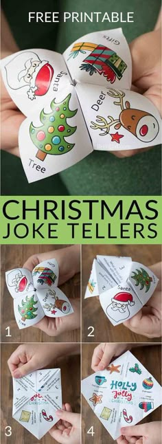 Christmas joke tellers | Christmas jokes for kids | school party | Christmas party | free printable | holiday jokes for kids | cootie catcher | fortune teller | #Christmas #fortuneteller #joketeller Pre K, Christmas Crafts, Christmas Crafts For Kids, Christmas Projects, Christmas Diy, Crafts For Kids