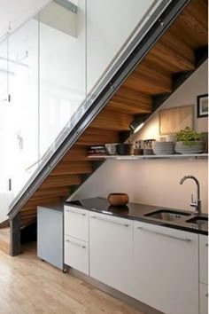 Storage Kitchens Under The Stairs Tiny Houses E Kitchen Under Stairs Room Bat Converted Garage Mini Loft