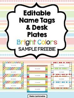 free editable chevron dots or rainbow simple name tags type in free print name tags