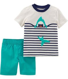 Leaf-Print Chambray Carter/'s Baby Boy 18 Months Little Ocean Explorer Romper
