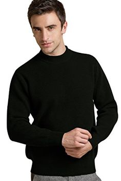 ouxiuli Mens Casual Plus-Size Loose Fit Pullover Turtle Neck Base Solid Color Sweater