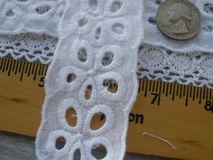 10 yards Beige SOFT Double Scalloped Shiny Floral Stretch Lace Trim 2.75/"