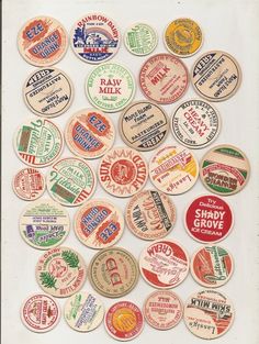 Vintage milk bottle caps LOT OF 24 DIFFERENT originals #9 unused new old stock