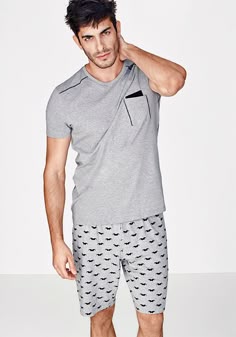 Mens Printed Tshirt Short Pyjamas Men/'s Nightwear Summer Pjs Pajamas Loungewear