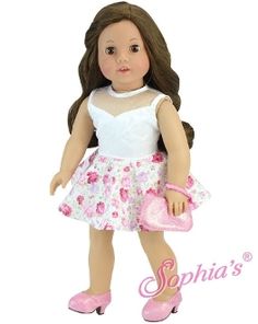 Pink Embroidered Top//Denim Skirt 2pc Skirt Set Fits 18 inch American Girl Dolls