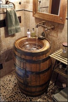 114 Best Whiskey Barrel Furniture Images On Pinterest In 2018 Upcycled Jack Daniels Barrel Sink Bwood Builders Diy Bathroom Ideas Barn