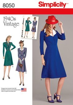 simplicity 8050 vintage dress planned sewing pattern for agent carter cosplay