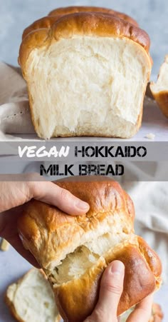 Vegan Hokkaido milk bread - a vegan version of the softest, fluffiest bread ever! This eggless and dairy free milk bread has a cloud-like texture and is perfect for breakfast and snacking. #vegan #plantbased #veganbread #veganmilkbread #milkbread #hokkaidomilkbread #veganbaking #veganbreadfast #bread Vegans, Vegan Desserts, Muffin, Vegan Foods, Protein, Vegan Bread