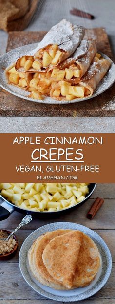 Delicious Apple Cinnamon Crepes which are vegan, gluten-free and easy to make. R... - #Apple #Cinnamon #Crepes #Delicious #Easy #glutenfree #Vegan