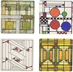 CoasterStone AS8810 Absorbent Coasters Set of 4 Frank Lloyd Wright Tree of Life 4-1//4-Inch,Frank Lloyd Wright Tree of Life