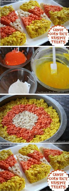 374 best orange food images on pinterest vegetarische rezepte don t you think these candy corn rice krispie treats would make the perfect treats
