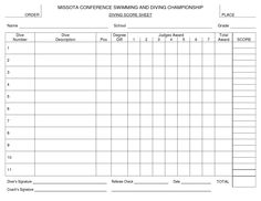 this score sheet for talent show humor has space to record high school diving score sheet