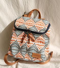 Aspen Crossbody Bag Slate Blue with Light Brown Cork Leather Waxed Canvas Purse