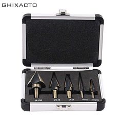 GHIXACTO 5pcs/Set HSS Cobalt Multiple Hole 50 Sizes Step Drill Bit Set With Aluminum Case Cone Cut High Speed Steel Wood Drill. #GHIXACTO #5pcs #Cobalt #Multiple #Hole #Sizes #Step #Drill #With #Aluminum #Case Aluminium, Step Drill Bits, Kobalt, Storage And Organization, Easy Storage, High Speed Steel, Diy Supplies, Tool Box