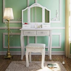 7 Best Dreamy Dressing Table Goals Images On Pinterest Vanity Tribesigns Wood Makeup Vanity Table Set With 3 Mirror And Https