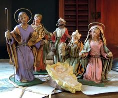 High Saturated Fat Food Vintage Paper Mache Nativity