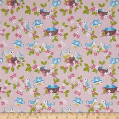 Lewis and Irene So Darling! Blue Birds on Rose Pink 100/% Cotton Fabric