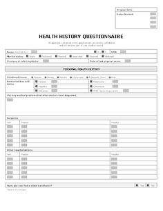 medical health history form template