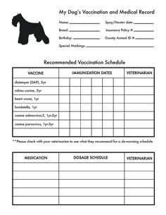 free printable dog vaccination record free printable pet health