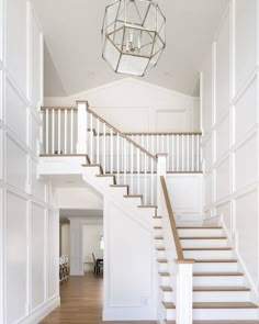 Circa Morris Lantern in Foyer Modern Stair Railing, Stair Railing Design, House Staircase, Modern Stairs, Staircase Makeover, Staircase Design