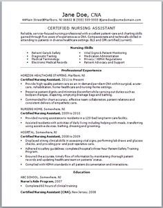 free sample certified nursing assistant resume creative resume