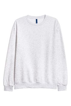 Avslappnad sweatshirt - Ljus gråmelerad - | H&M SE 2 Sweat Tees, Hoodies Men, Crew Neck Sweater, Sweatshirt Outfit, Grey Sweatshirt