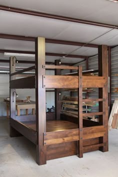 Build Your Own Bunk Bed Super Easy And Strong Woodworking Custom Queen Over Bunk Beds Knotty Alder Construction Gunstock Finish Integrated Ladder Low Voltage Lighting And Full Size Trundle Pullout Bed