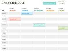 5 day calendar template word
