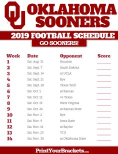 2019 Oklahoma Sooners Football Schedule Washington State, Washington State Football, College Football Teams