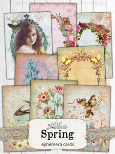 cardmaking Flowers Printable Vintage romantic circle digital collage sheet vintage images paper goods scrapbooking tags set of 6