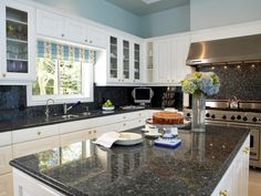 White Kitchen Cabinets With Gray Granite Countertops absolute black leather granite in kitchen photo gallery. | home White Kitchen Cabinets With Gray Granite Countertops absolute black leather granite in kitchen photo gallery. | home