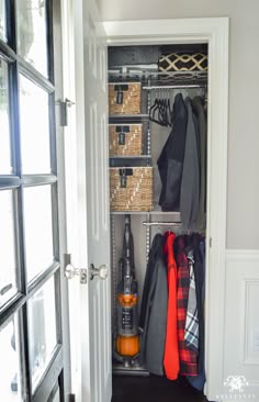 18 Best Small Coat Closet Images Organizers Bed Room Home Organized Foyer Coat Closet In The Home Entry Before And After Makeover With Elfa Shelving Perfect Small Mud Room Idea Or For Closets