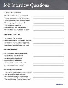 interview questionnaire