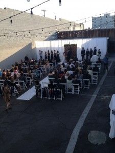 Mindy And Johnny S Wedding At Lot 613 Weddings 100 Person Ceremony On The Patio At Lot 613