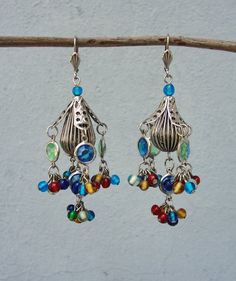 colorful peacock feathers,55 mm maxi,cabochon 12mm glass,earring,pearls,French touch,woman,bronze star long earrings