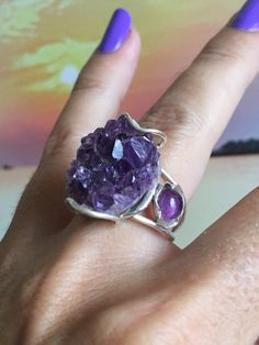 Gift Jewelry Handmade Jewelry Purple Amethyst Quartz Sterling Silver Overlay 9 Grams Ring Size 8 US