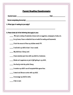 parent reading attitude survey literacy assessment attitude and survey questions for parents