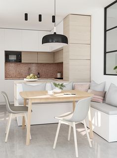 E-design project: Small kitchen design by Eleni Psyllaki of My Paradissi. Dining Room, Modern Dining Room, Interior Design Dining Room, Dining Room Interiors, Modern Dining, Apartment Kitchen