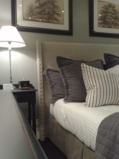 Candlewick bedroom display - Chrome studs on bedhead Candlewick bedroom display - Chrome studs on bedhead