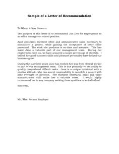 personal recommendation letter sample for a friend