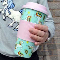 Cute Mythical Magical Drinking Glass 5.5/"L Rainbow Resin Unicorn Coffee Mug
