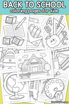 Back to School Coloring Pages for Kids. 10 free printable coloring pages for kids to have fun with. Decoration, Kindergarten Coloring Pages, Kindergarten Colors, Preschool Coloring Pages, Coloring Sheets For Kids, School Coloring Pages, Free Printable Coloring Sheets