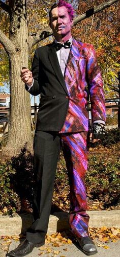 Two-Face Comic Black White Cosplay Costumes set jacket