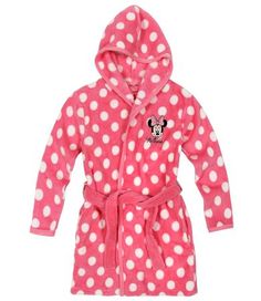 Robe Coral Baby Minnie Mouse Fleece Polka Dots Red White Jacket chamber