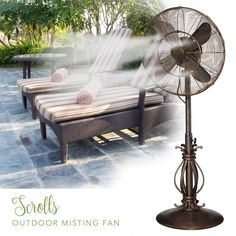 Outdoor Misting Fan Patio Oscillating Water Pedestal Standing ... Outdoor Misting Fan Patio Oscillating Water Pedestal Standing ...