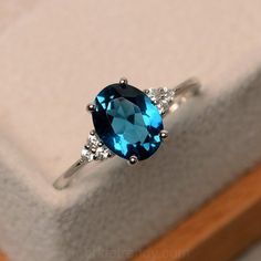 SO PRETTY LT Opale Bleue Coeur avec Pave Zircone cubique Pierre Argent 4 To 12