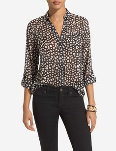 Women Fashion Casual Floral Printed Tops Loose V Neck Polka Dot Bubble Long Sleeve Shirt